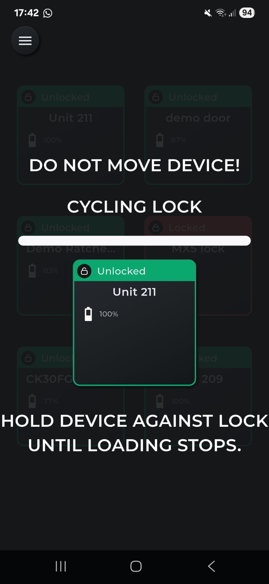 Tapping to unlock with the AnyAccess app